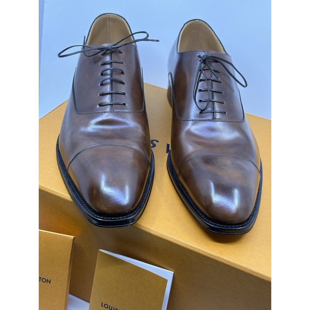 Louis Vuitton mens brown oxford dress shoes US size 12 Comes W Box richelieu - Picture 7 of 13